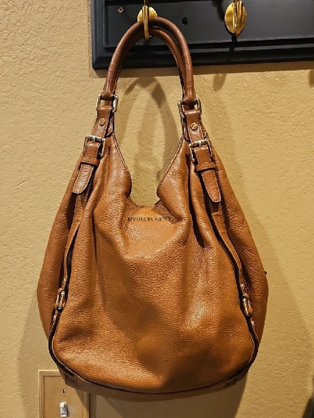 Michael Kors Cognac Pebbled Leather Shoulder Hobo - Picture 3 of 12